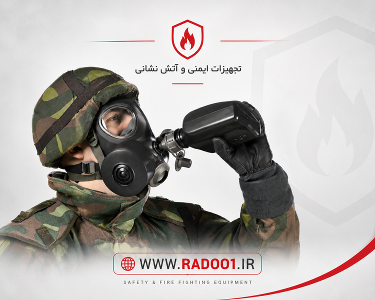ماسک تمام صورت دو چشم ایمنی و اتش نشانی اسکات به همراه قمقمه اب