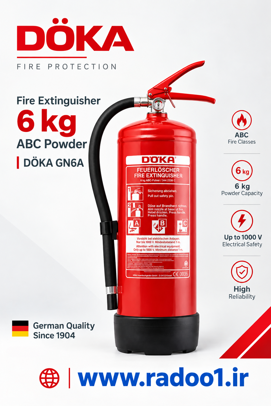 کپسول آتشنشانی ۶ کیلویی برند DOKA